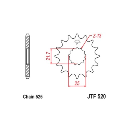 Star host JT SPROCKETS JTF520-17, chain 525, 17 teeth