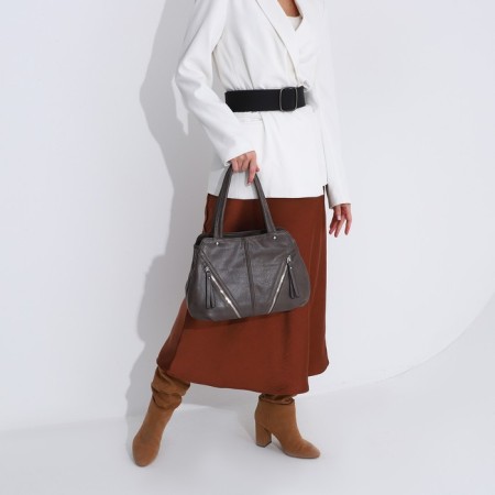 Bag-tout on lightning, beige color-5
