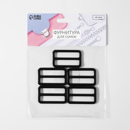 The buckle is regulatory, two -sided, inner width - 38 mm, thickness - 3.5 mm, 5 pcs, black matte color-2