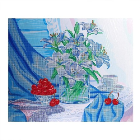 Diamond mosaic with a partial filling on the subframe of Lilia, 50 x 60 cm-4