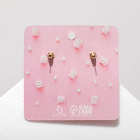 Earrings plastic "bears" with hearts, pink color in gold-2