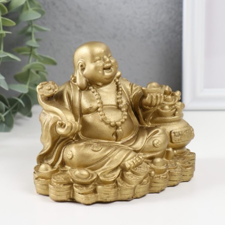 NECKE Polystone for bronze "Hothee with a rod of Jui and its wealth" 12x8.8x9 cm-1