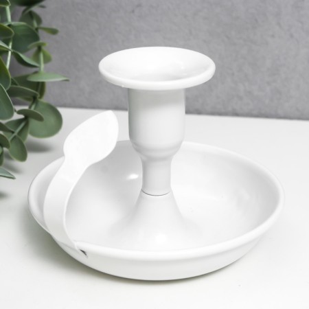 Summary Metal for 1 candle with the handle "bend" white 9x10.5x10.5 cm-3