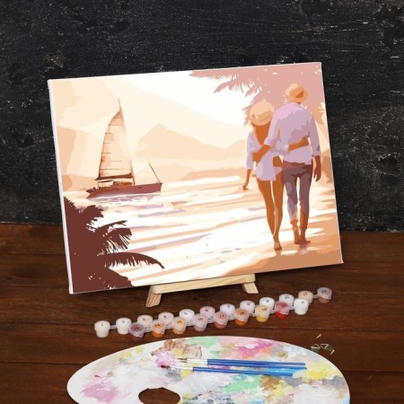 Picture on rooms on canvas with a subframe "Walk on the beach", 40x30 cm-1