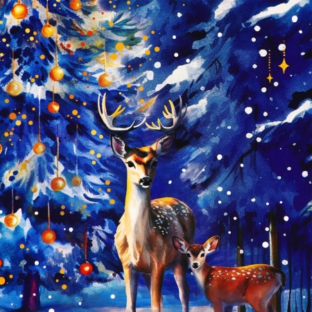Package Gift New Year Laminated "Night Beauty", 18 x 22.3 x 10 cm.-1