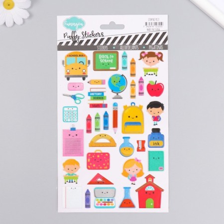 Plastic sticker "Study/Holiday" with sparkles mix 14x25 cm-1