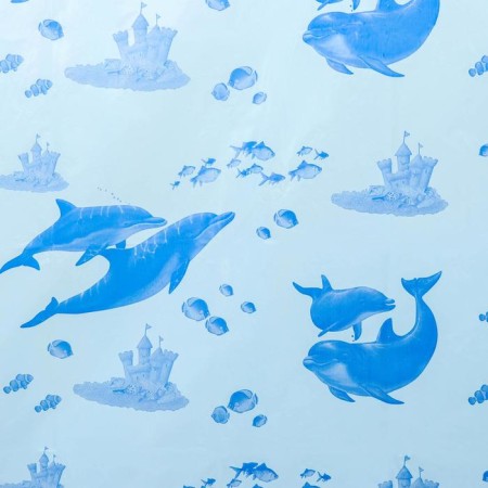 The bathroom curtain "Dolphins", 180 × 180 cm, polyethylene, blue color-1