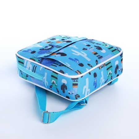 Baby backpack on lightning, external pocket, blue color-4