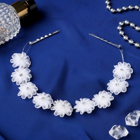 Hair accessory "Push Flowers" 23 cm, white