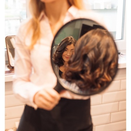 Mirror with a handle, D mirror surface 24 cm, black color-4