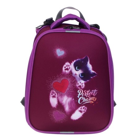 School backpack 38 x 30 x 16 cm, ergonomic back, stavia "cat 3d", lilac-2