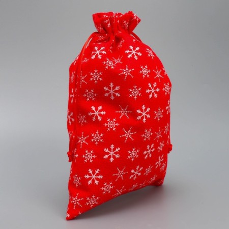 Bag gift canvas “Happy holiday”, snowflakes, 20 x 30 cm +/- 1.5 cm, New Year-2
