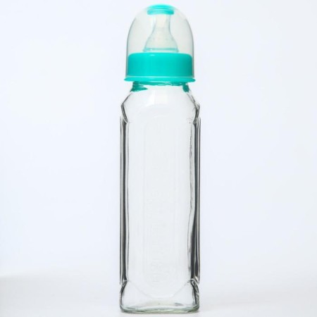 A bottle for feeding, a classic throat, glass, medium stream, 240 ml., From 6 months., Mix color-2