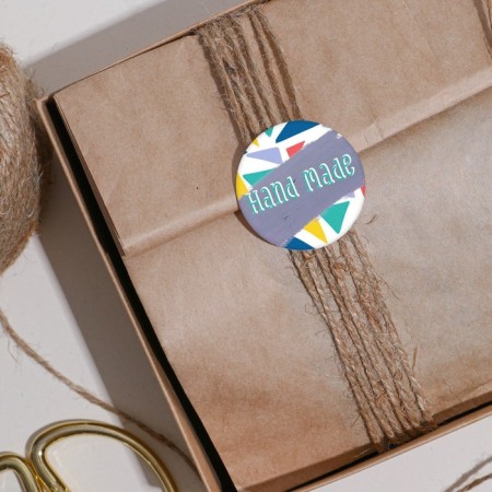 Stickers for gifts and flowers, “handmade”, 4 x 4 cm, 11 m - 252 pcs.-1