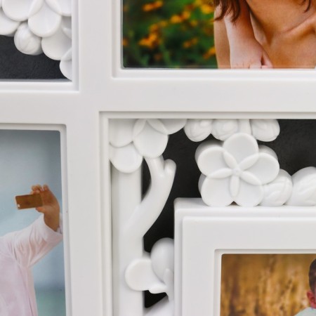 Photo frame plastic in 3 photos 10x15 cm "Blooming cherry" white 33x29 cm-1