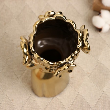 Kashpo - VAZ "Boy with a wreath" Golden, 23x10x12cm-3
