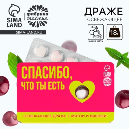Drage refreshing “Thank you for being”, with the taste of mint and cherry, 18 g.