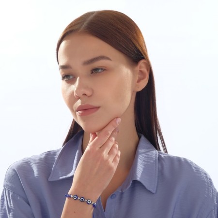 Bracelet-reinforcing "Glazik" Trio, Blue color, D = 6 cm-4