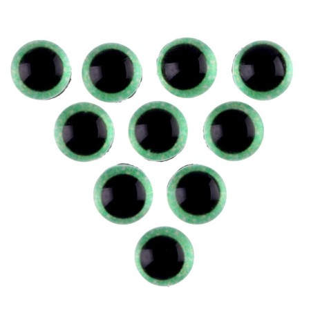 Elose -based eyes, set of 10 pcs., Size 1 pc. - 8 mm, green color with sparkles-1
