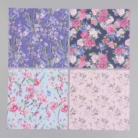 A set of scrapbooking paper 12 sheets 12 designs "summer flowering" 160 grams 15.2x15.2 cm-5