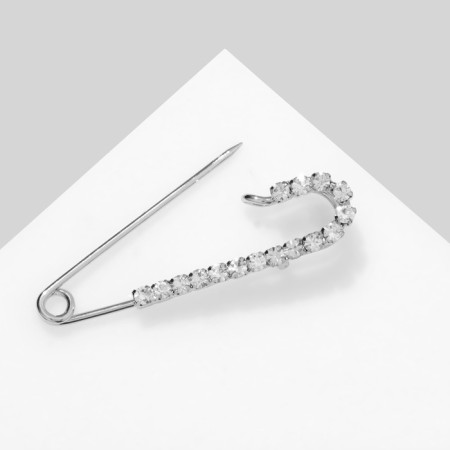 Pin "Classic" Solder, 4.5 cm, white color in silver-4