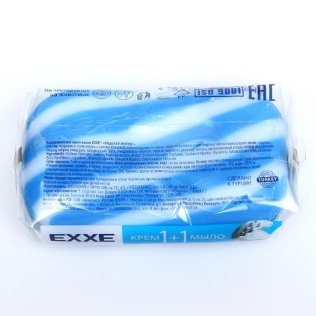 Cream+soap Exxe, 1+1 "Sea Pearls", blue striped, 80 g-3