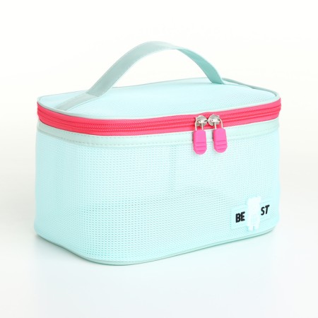 Cosmetic bag grid, 21*14*12, lightning department, mint