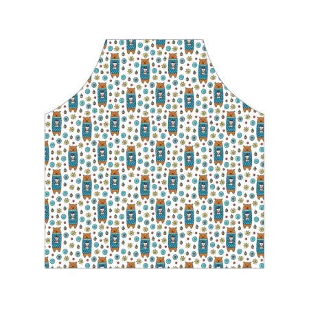 Apron of a kitchen with a photo print "Bear with a gift", adjustable, size OS-1