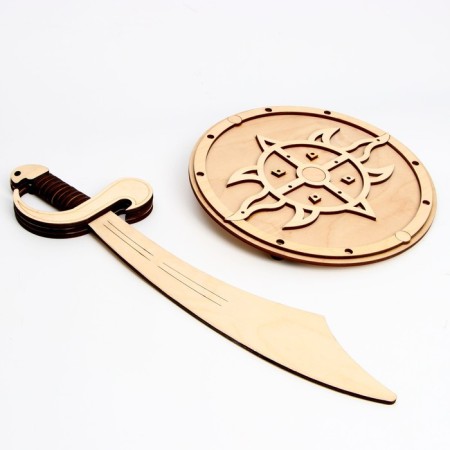 Wooden weapon "Shield and Sword" 25 × 44.5 × 5 cm-1
