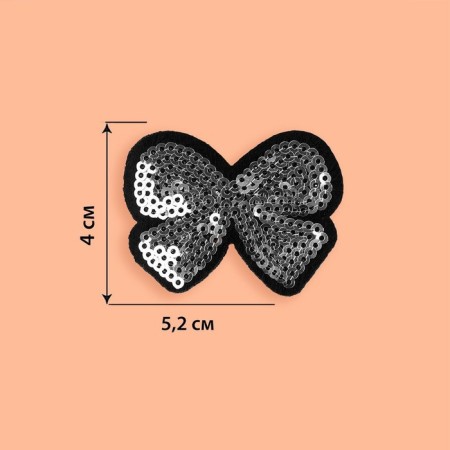 Thermal appliance "bow", with sequins, 5.2 × 4 cm, silver color-1