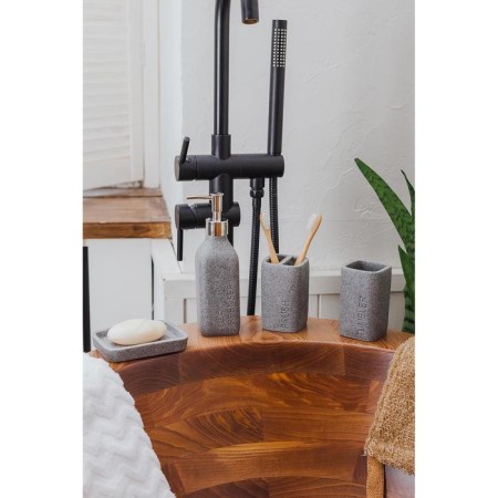 A set of accessories for the Granit bathroom, 4 items (350 ml dispenser, soap dish, 2 glasses), Gray color-4