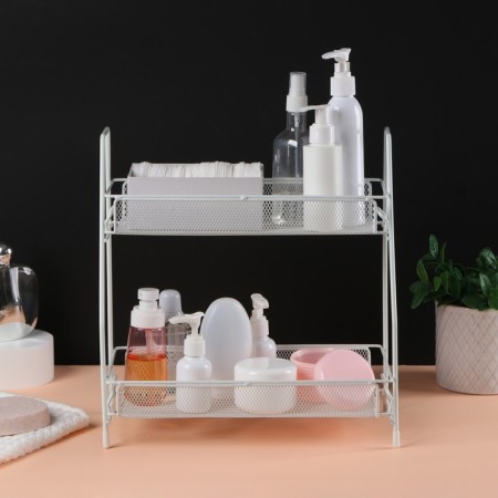 Organizer for storing cosmetics/accessories, two -level, 35 × 17 × 8 cm, white color-2
