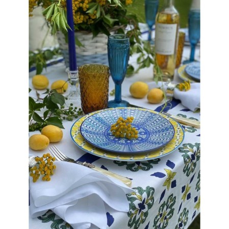 Mayolika tablecloth, size 140x220 cm, blue color-4