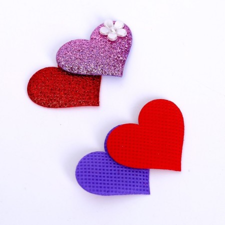 Decorative hearts, set 5 pcs., Size 1 pcs: 5 × 3.5 cm, red-pink color