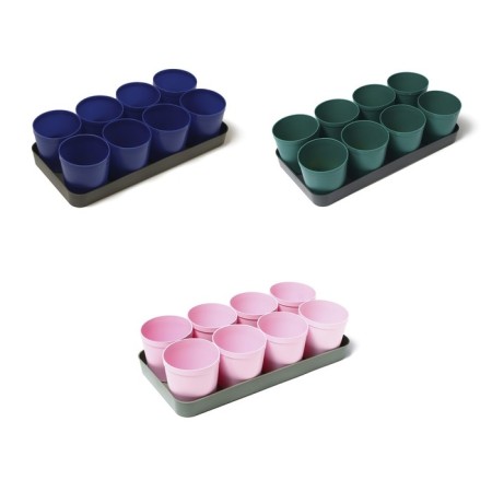 Set for seedlings: glasses of 500 ml (8 pcs), pan 40 × 20 cm, color mix, Greengo-15