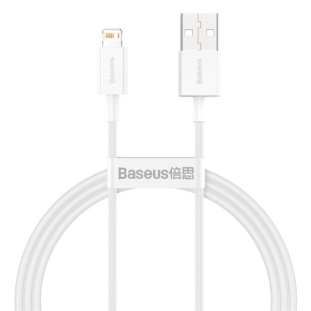 Baseus cable, Lightning - USB, 2.4 A, TPE braid, 1 m, white-1