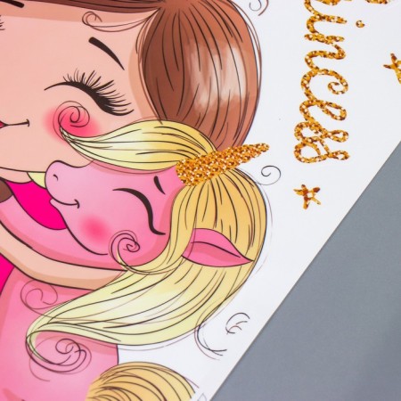 Sticker Plastic Interior color "Baby hugs unicorn" 30x60 cm-2