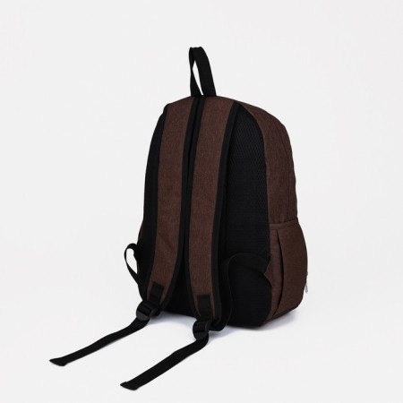 School backpack of textiles with a zipper, 3 pockets, Fulldorn, brown color-3