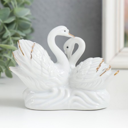Souvenir Ceramics "Two Swan with Rosa" Straza 8x10.5x4 cm-2
