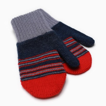 Baby mittens are single, red/blue color, size 10-11