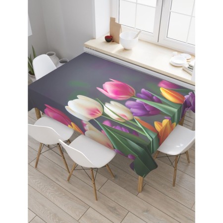 Gabloon on the table "Spring tulips", rectangular, oxford, size 145x180 cm