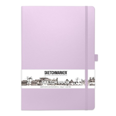 Sketchmarker sketchbook, 210 x 300 mm, 80 sheets, solid leather cover, purple, block 140 g/m2-1