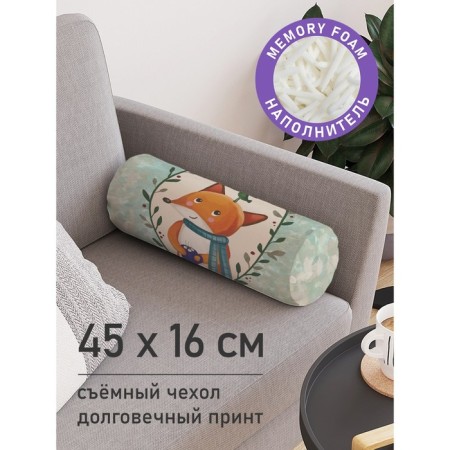 Pillow Roller "Fox and bird, decorative, size 16x45 cm