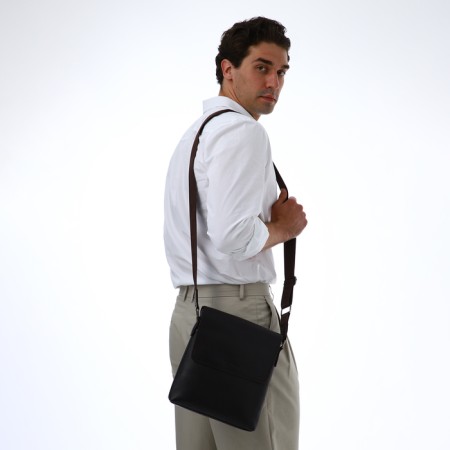 Men's bag over the shoulder, Textura, external pocket, brown color-8