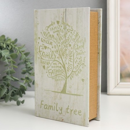 Safe-book wood to the leatherette "Family Tree" 21x13x5 cm-1