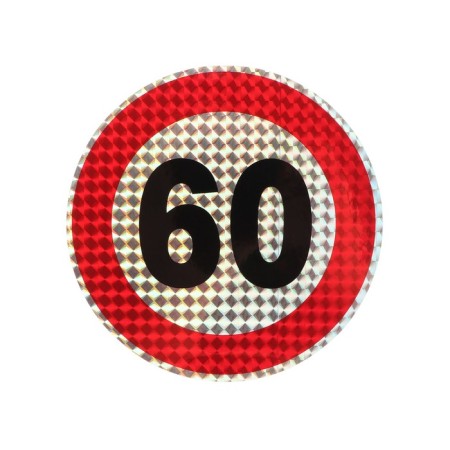 A car sticker, reflective "60 km/h", D 14 cm