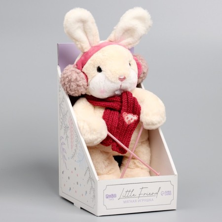 Soft toy "Little Friend", skiing, red scarf-7