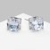 Earrings with rhinestones "Pusets" radiance, square, d = 0.8, white color in silver