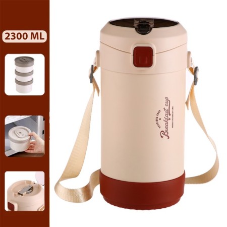 Thermos for meals, 1.2 l, 3 containers, folding spoon, retains heat up to 24 hours, 27 x 15 cm