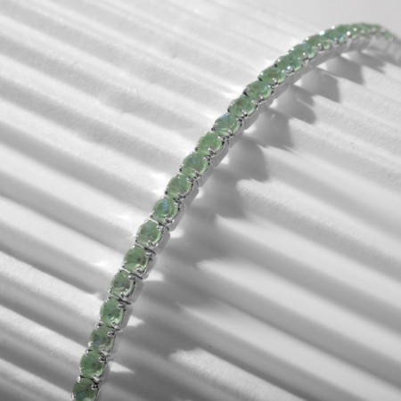 Bracelet "ice" fog, 2 mm, matte green color in silver-1